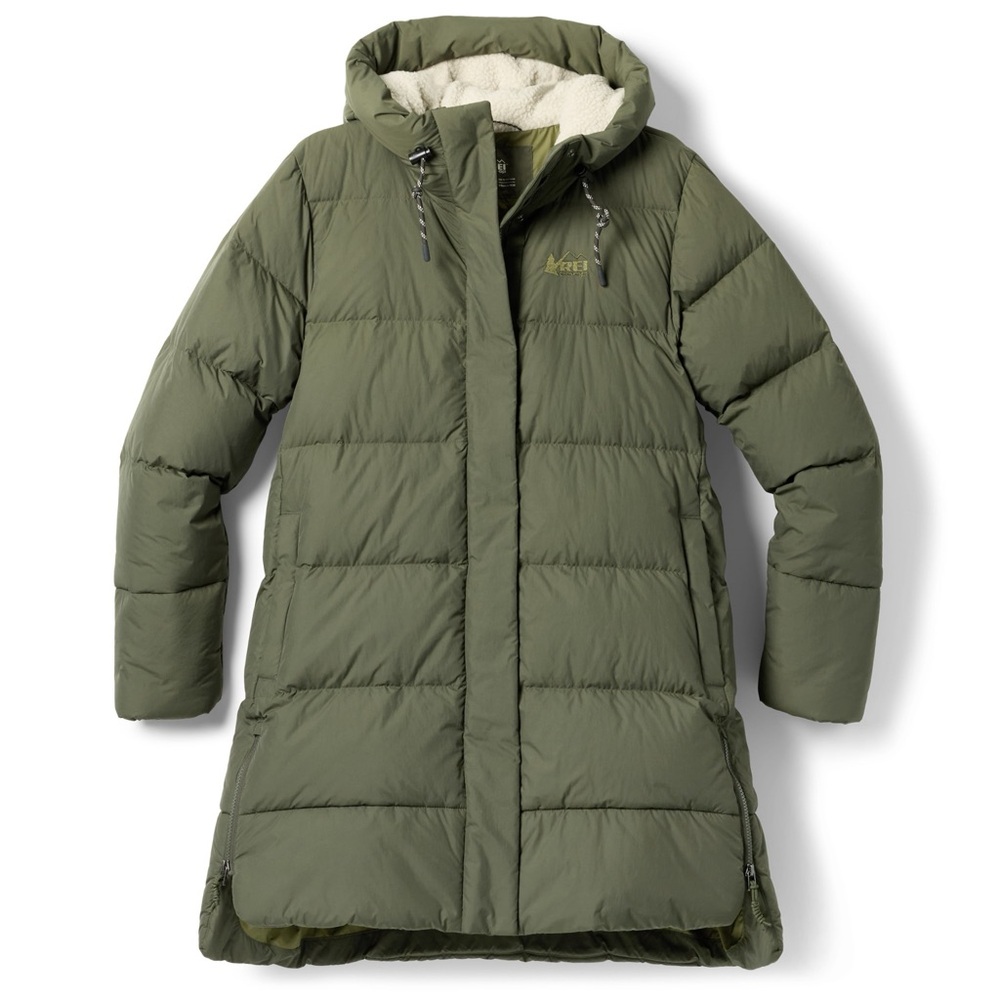 REI Campwell Down Olive Winter Parka size M 650 fill down